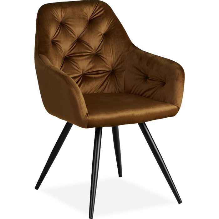 Silla de comedor/salón con cómodo tapizado de terciopelo en marrón cds06005