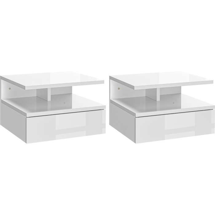 Mesitas de noche homcom melamina de madera blanco 35x32x22.5 cm