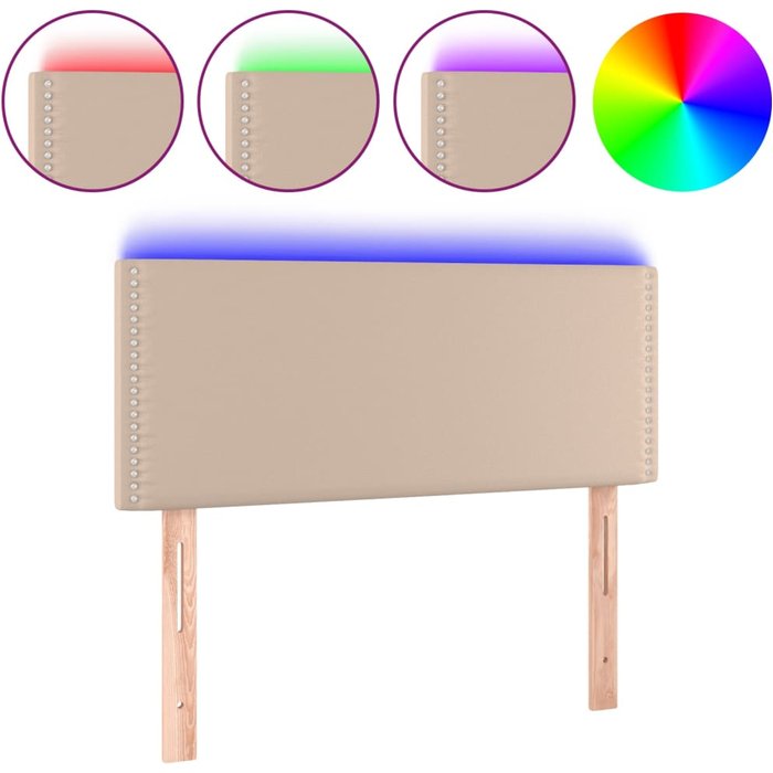 Cabecero con led cuero sintético color capuchino 80x5x78/88 cm - comfortxl