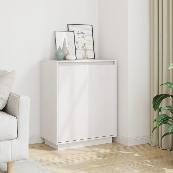 Aparador de madera maciza de pino blanco 60x34x75 cm - comfortxl