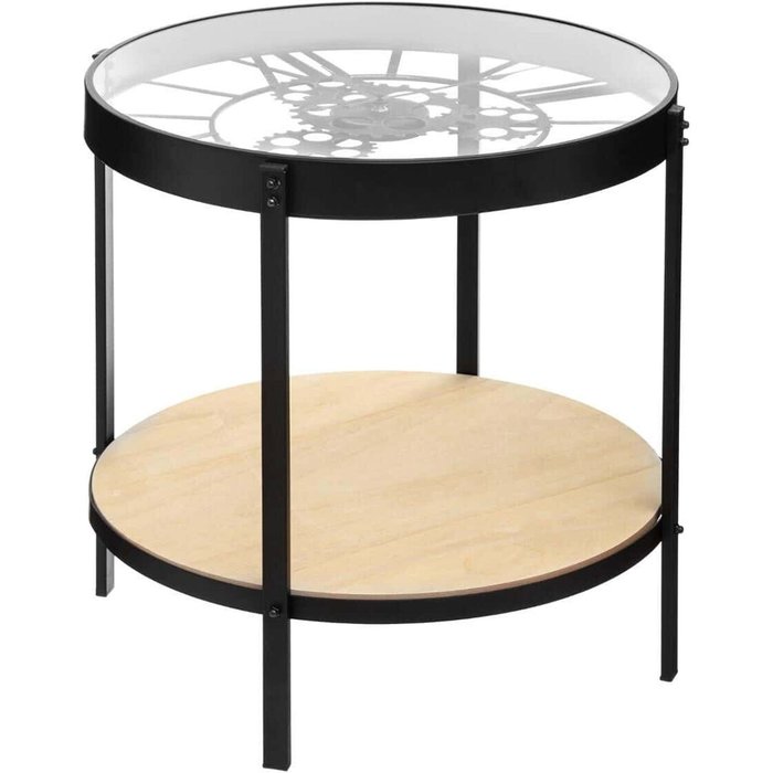 Wellhome mesa de centro reloj ø51x49 cm en negro de madera