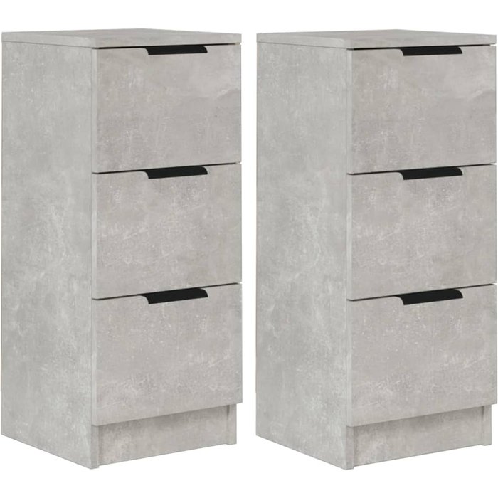 Aparador 2 uds madera contrachapada gris hormigón 30x30x70 cm - comfortxl