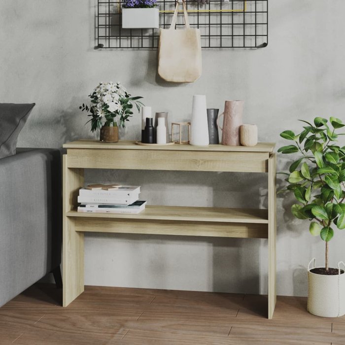 Mesa consola roble sonoma 102x30x80 cm aglomerado