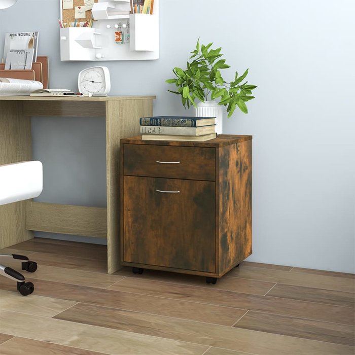 Mueble rodante roble ahumado 45x38x54 cm madera contrachapada