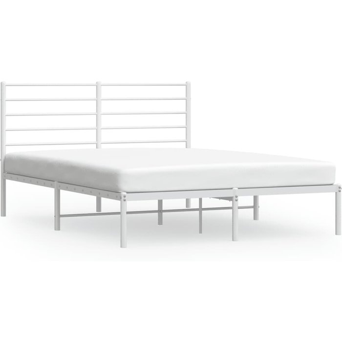 Estructura de cama de metal sin colchón y cabecero blanco 120x200 cm — comfortxl