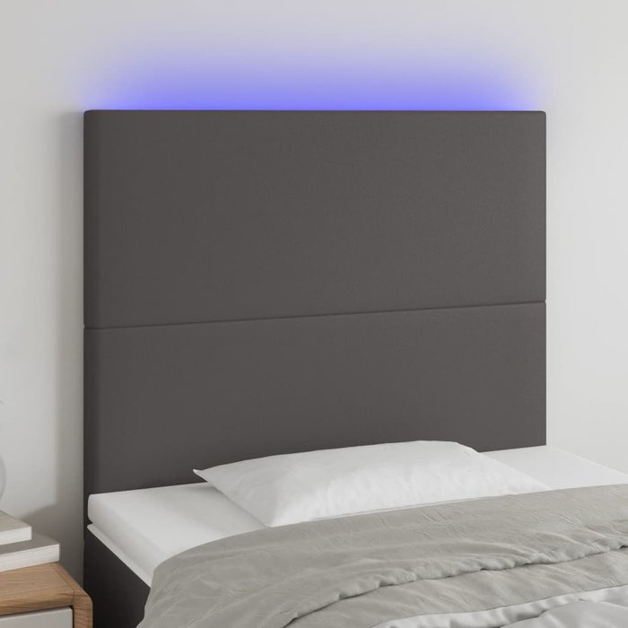 Cabecero led gris 80x5x118/128 cm polipiel
