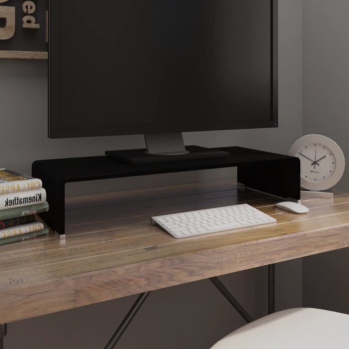 Soporte para tv/elevador monitor cristal negro 70x30x13 cm