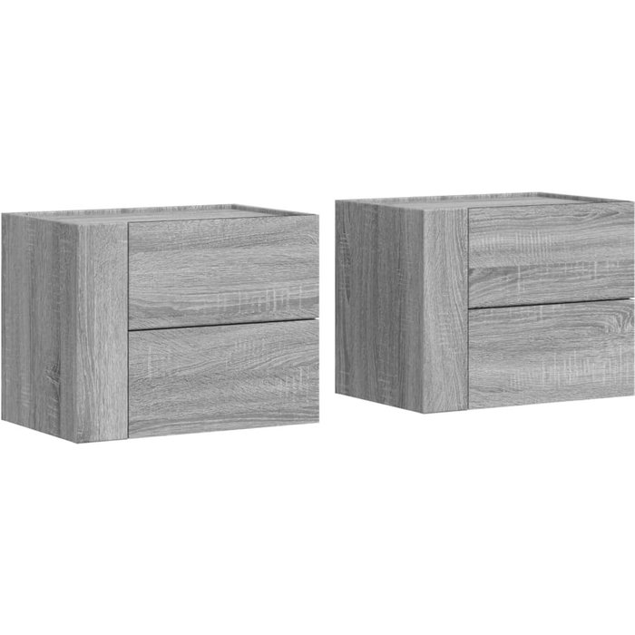 Mesitas de noche de pared 2 uds gris sonoma 45x30x35 cm - comfortxl
