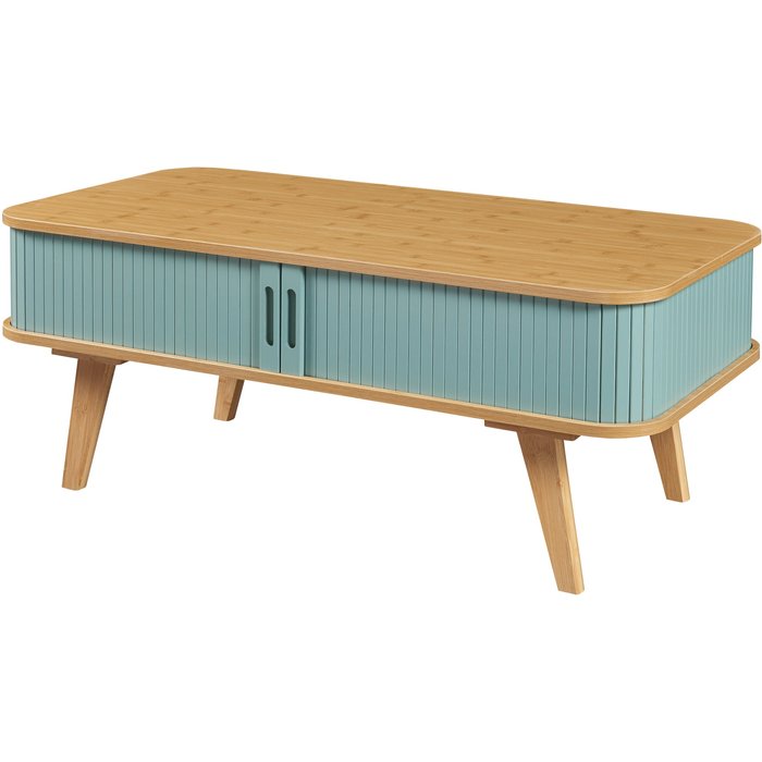 Mesa auxiliar/consola de bambú 100 x 50 x 40 cm azul natural 03_0010867