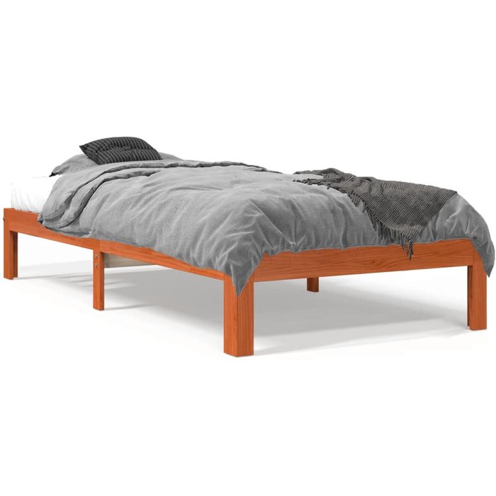 Estructura de cama encerada marrón 90x190 cm de madera maciza de pino