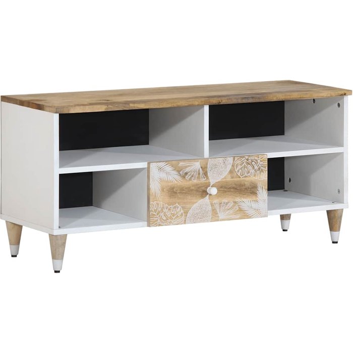 Mueble de tv 100x33,5x46 cm madera maciza de mango
