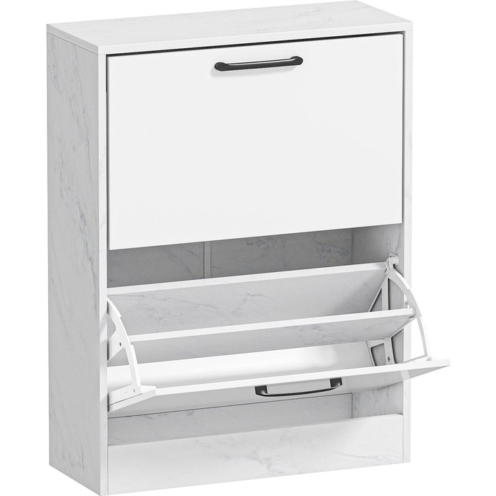 Zapatero estrecho homcom melamina de madera, mdf blanco 60x24x80 cm 837-689v00wt