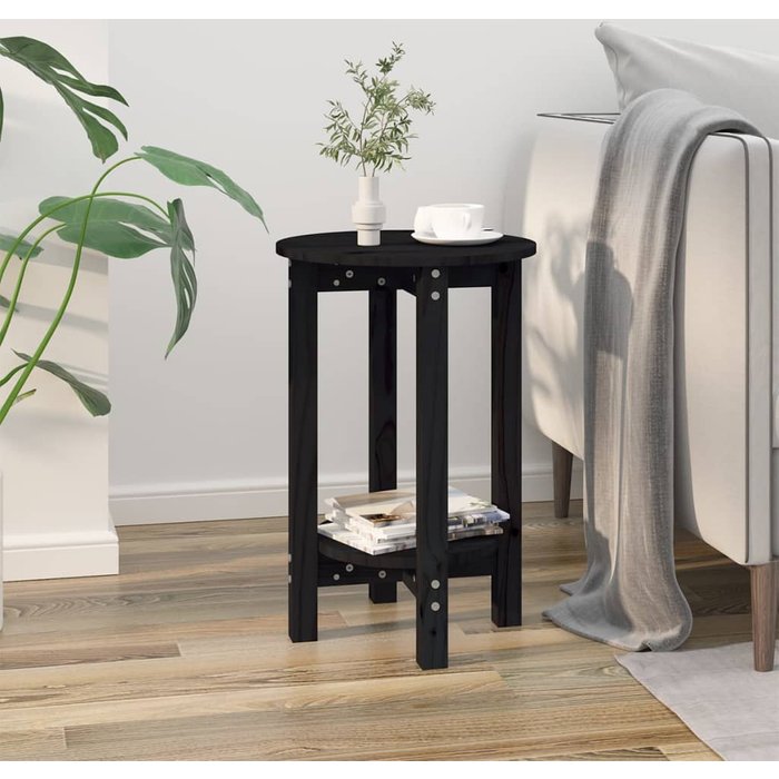 Mesa de centro negra ø 40x60 cm madera maciza de pino - comfortxl