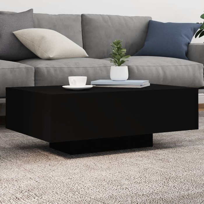 Mesa de centro con luces led negras 85x55x31 cm