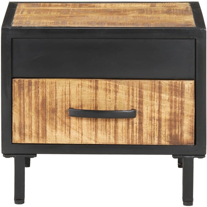 Mesita de noche de madera de mango rugosa 40x40x35 cm - comfortxl