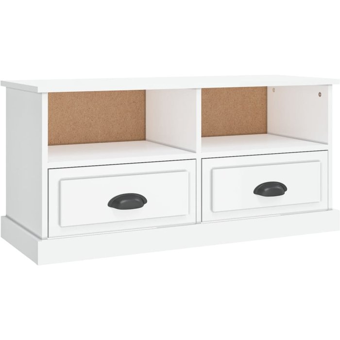 Mueble tv blanco brillo 93x35,5x45 cm madera contrachapada