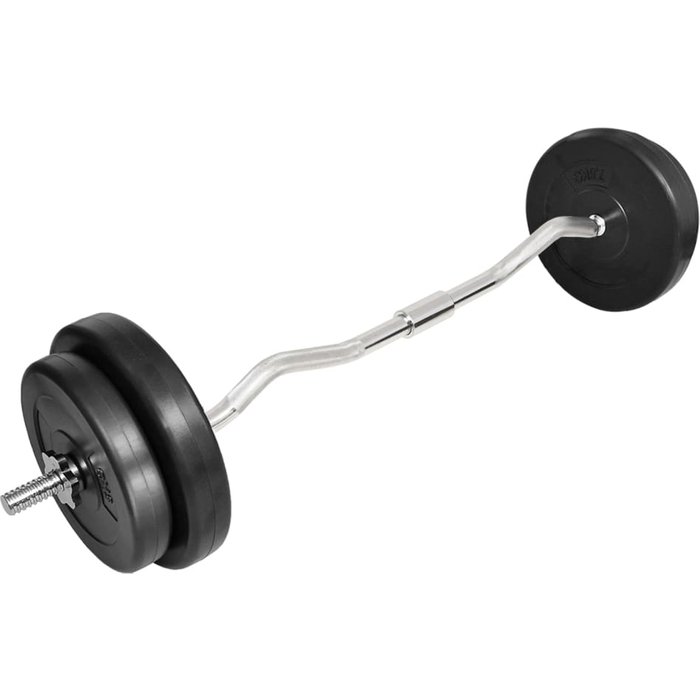 Barra curl con pesas 30 kg