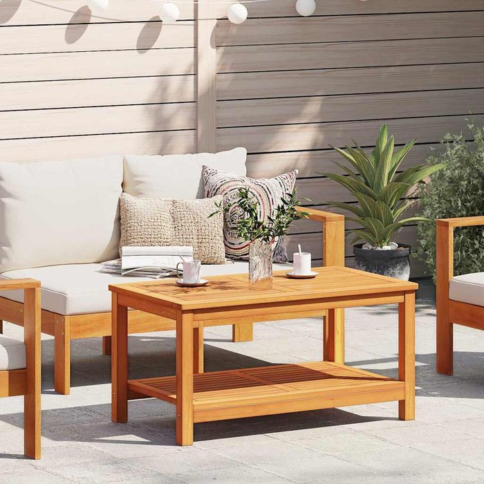 Mesa de café marrón 110 x 55 x 45 cm madera maciza de acacia