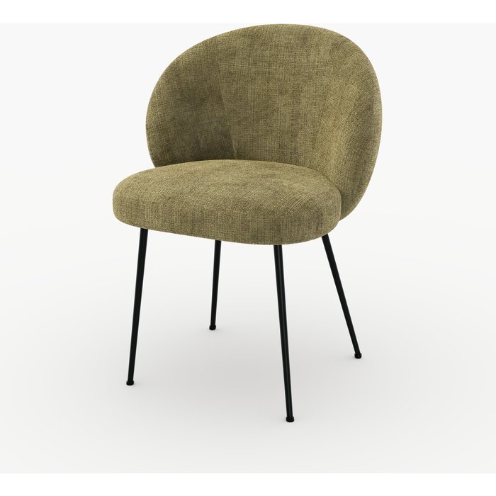 Silla de terciopelo verde oliva y metal negro - bloomy