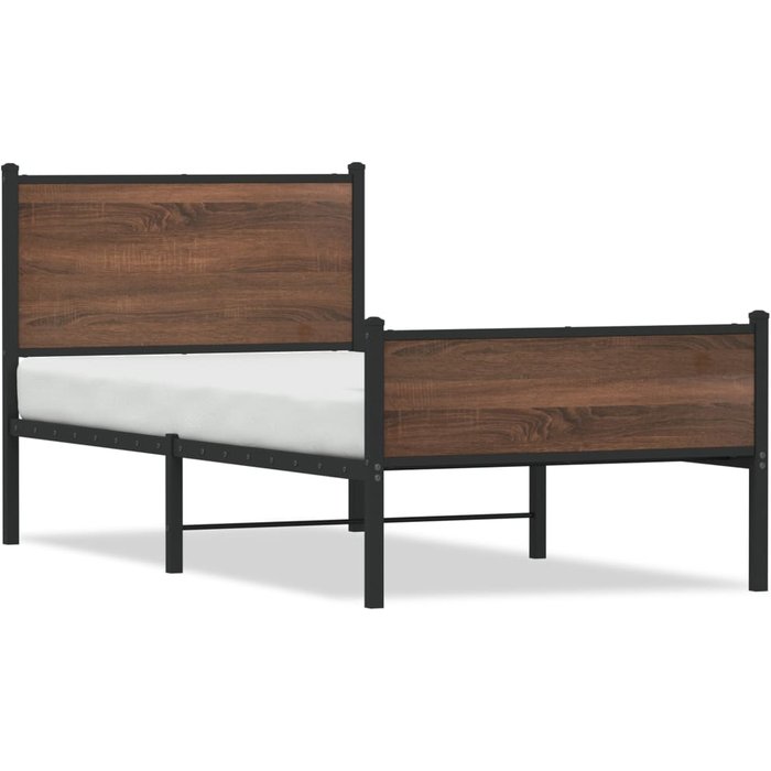 Estructura de cama sin colchón, metal roble marrón, 80x200 cm — comfortxl