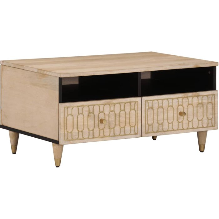 Mesa de centro de 80x54x40 cm, madera maciza de mango.