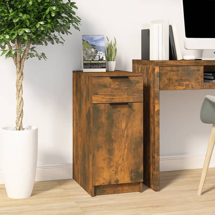 Mueble de oficina roble ahumado 33,5x50x75 cm madera contrachapada