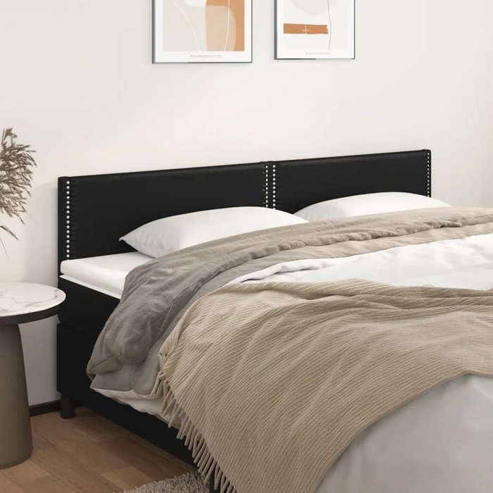 Cabeceros 2 uds negro 100x5x78/88 cm polipiel