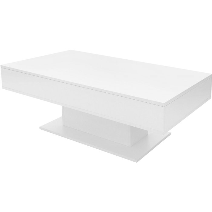 Mesa de centro 110 x 60 40 cm con almacenamiento blanca con tablero extraíble