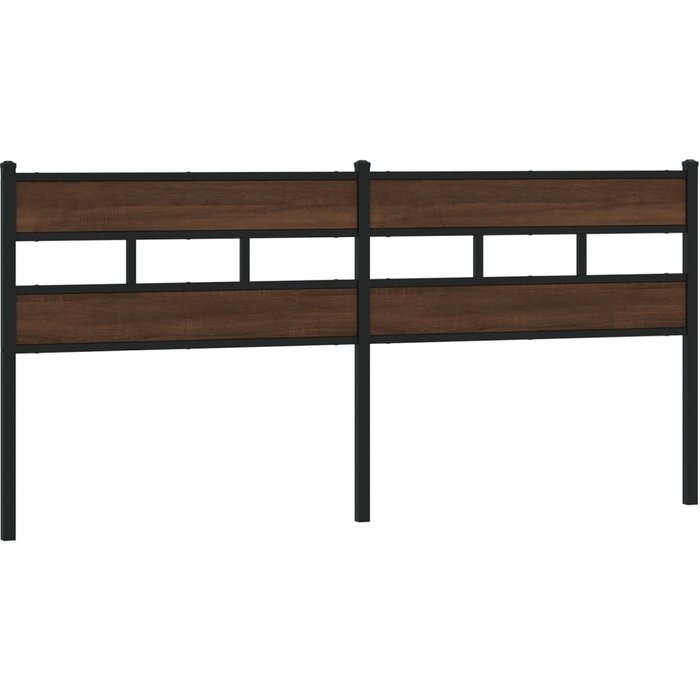 Cabecero de acero y madera de ingeniería marrón roble 180 cm - comfortxl