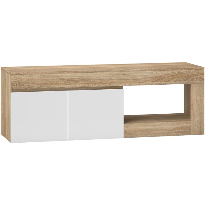 Mueble de tv homcom melamina de madera madera natural 140x40x48 cm