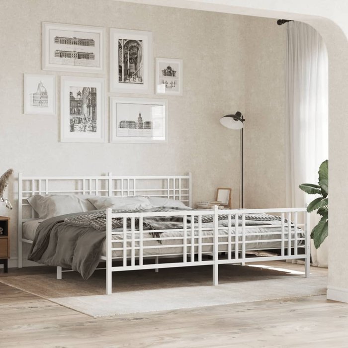 Estructura cama sin colchón con estribo metal blanco 183x213 cm