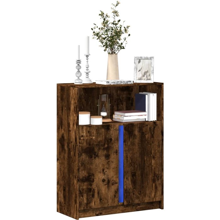 Maison exclusive - aparador con led madera ingeniería roble ahumado 77x34x100 cm