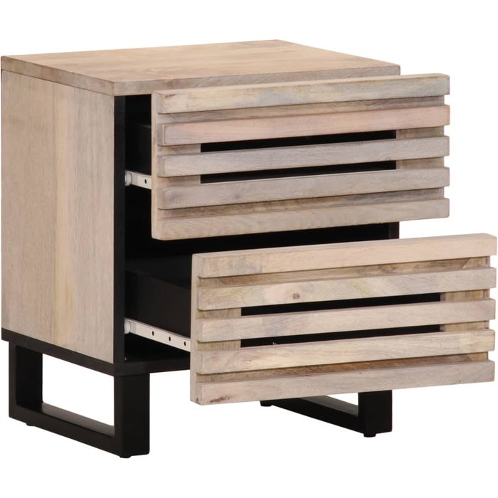 Mesita de noche madera maciza mango blanqueado 40x34x46 cm - comfortxl