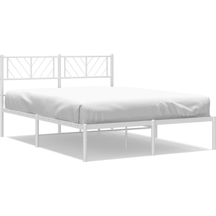 Estructura cama sin colchón con cabecero metal blanco 140x200cm — comfortxl