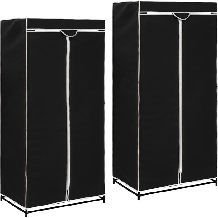 2 uds armarios negro 75x50x160 cm