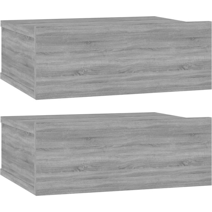 Mesita de noche flotante 2 uds madera gris sonoma 40x30x15 cm - comfortxl