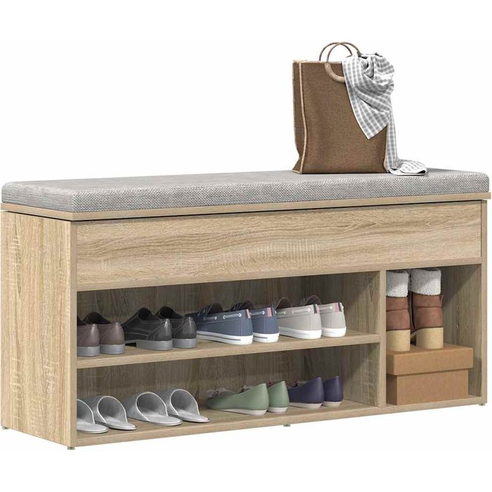 Banco zapatero madera de ingeniería roble sonoma 102x30,5x45 cm