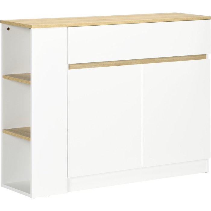 Aparador blanco 2 puertas cajón 3 estantes 110x29,5x82cm cocina salón