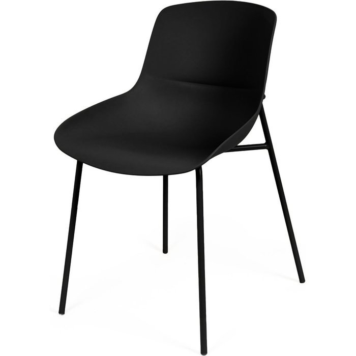 Silla darcy color negro asiento de polipropileno y patas metalicas
