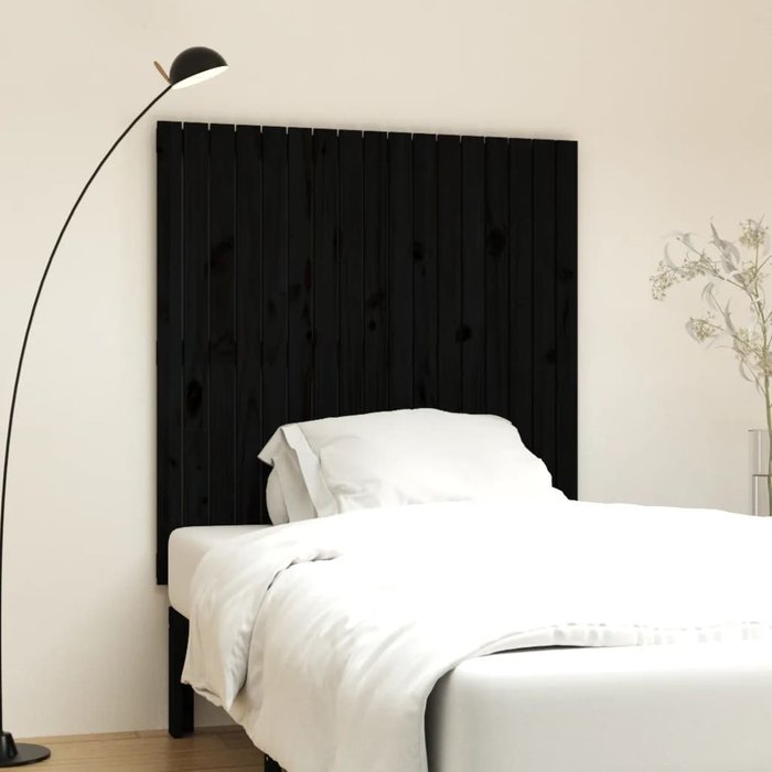 Vidaxl cabecero de cama de pared madera maciza pino negro 108x3x110 cm