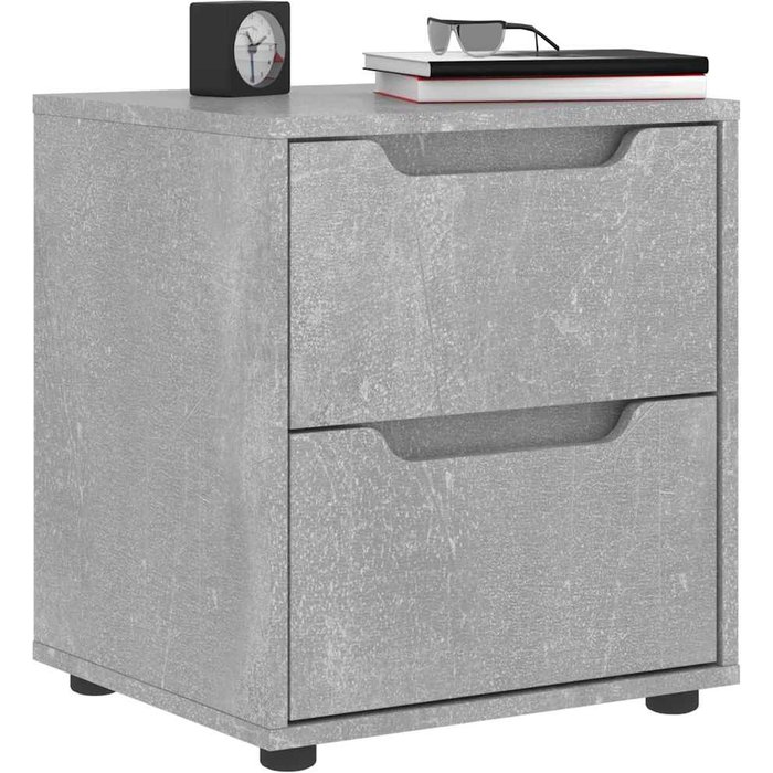 Mesita de noche visnes, gris hormigón, 45x40x50 cm, madera de ingeniería.