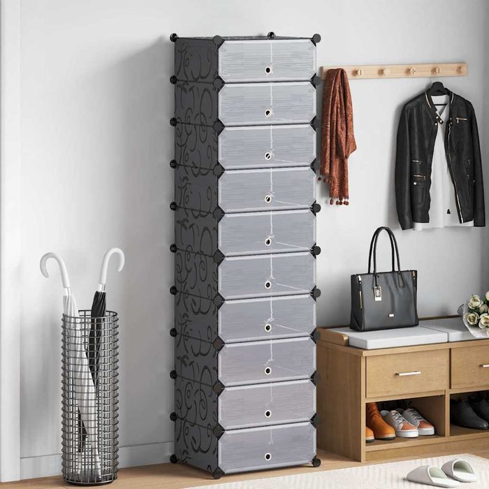 Maison exclusive - zapatero apilable con 10 compartimentos negro