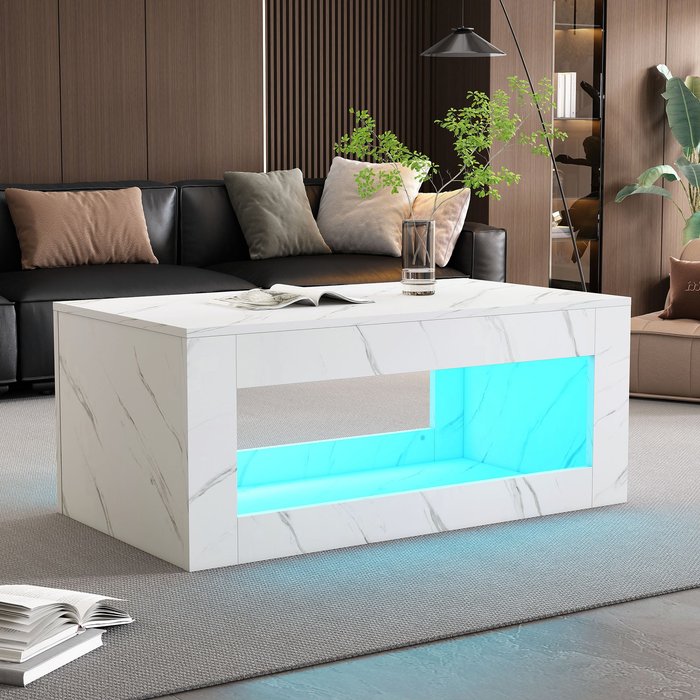 Mesa de centro con led - tablero de partículas - blanco