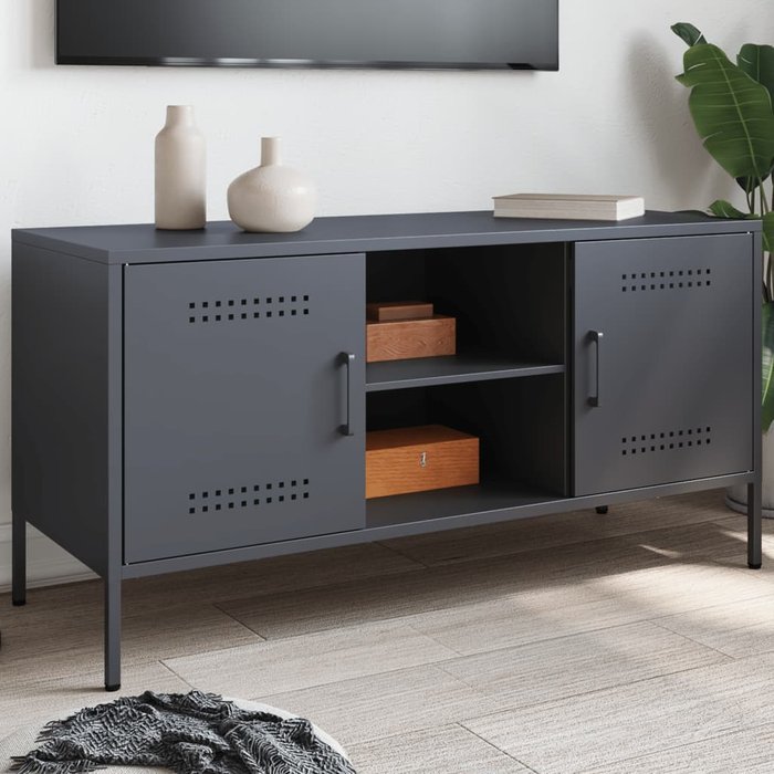 Mueble de tv de acero gris antracita 100,5x39x50,5 cm vidaxl