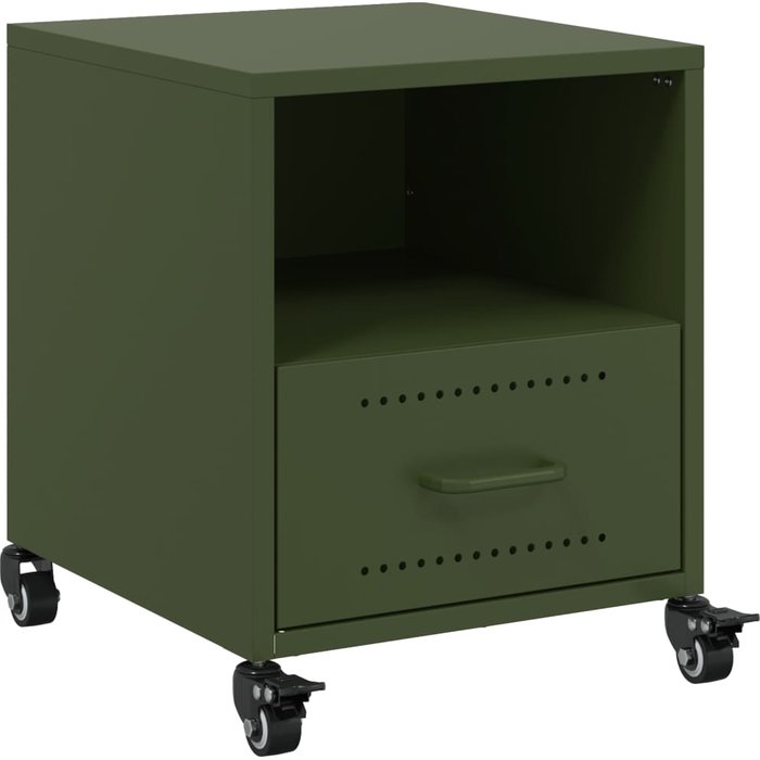 Mesita de noche acero verde oliva 36x39x43,5 cm - comfortxl
