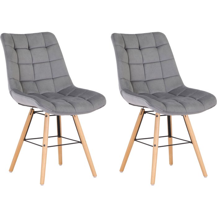 Juego de 2 sillas leni de terciopelo gris.