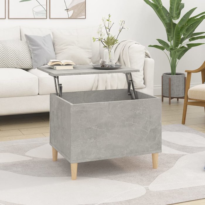 Mesa de centro gris cemento 60x44,5x45 cm madera contrachapada