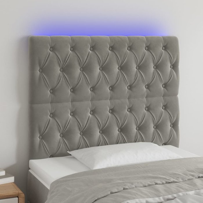 Cabecero led gris claro 90x7x118/128 cm terciopelo