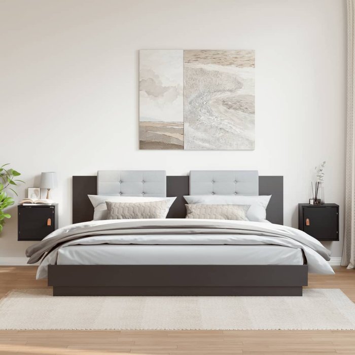 Armarios de pared de 2 piezas, negros, 31,5 x 30 x 30 cm, madera maciza de pino.