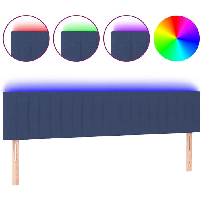 Cabecero cama - mueble cabecero con led de tela azul 200x5x78/88 cm